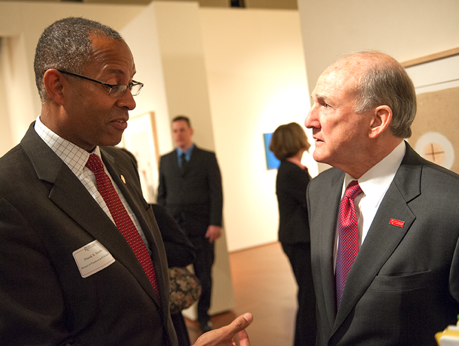 President Barchi listening to Frank B. Hundley